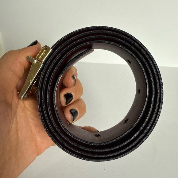 Vintage YSL Yves Saint Laurent Reversible Leather Belt 36/90 Gold Logo Buckle - Picture 11 of 16